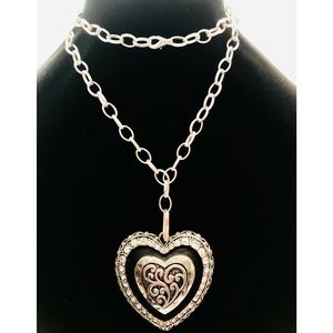 Repurposed Chunky Heart Pendant Necklace